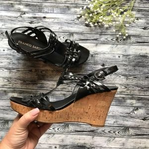 Black cork wedge sandal